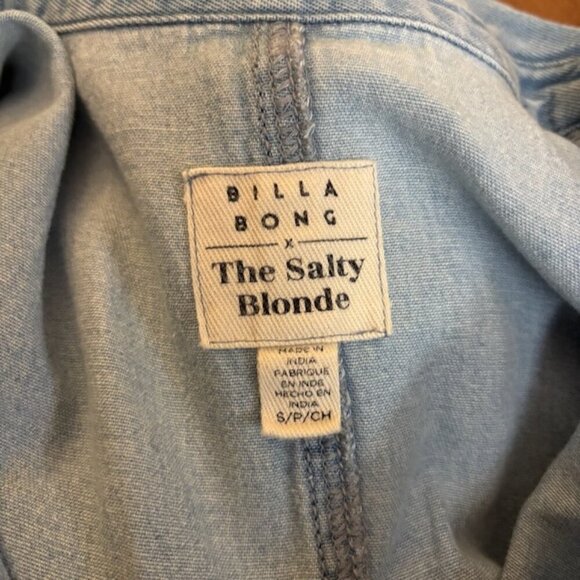 Billabong Salty Blonde Women Jumpsuit Size S Sunday Denim Utility Festival Comfy - Picture 7 of 16